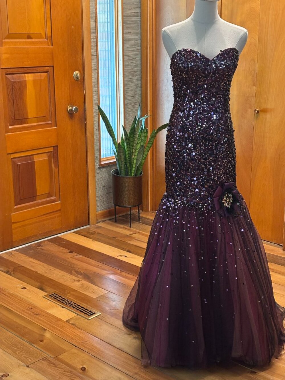 Purple Sequin Strapless Gown by Blush Prom